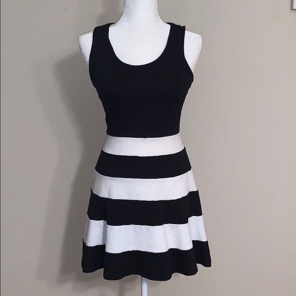 Express Fit and Flare Sleeveless Striped Dress - Picture 2 of 5